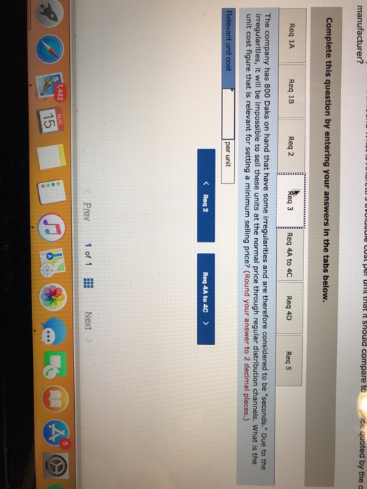 given below s 8.50 Direct labor Variable manufacturing overhead Fixed Variable selling