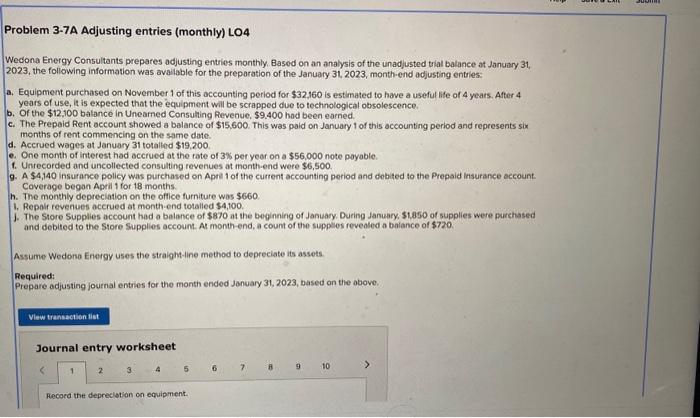  please fill in the journaling with explaination Problem 3-7A Adjusting entries