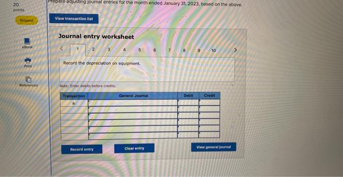(monthly) LO4 Wedona Energy Consultants prepares adjusting entries monthly. Based on an