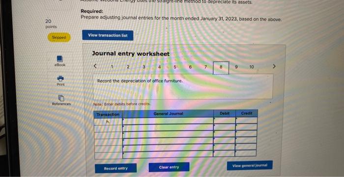 Unearned Consuling Revenve, $9,400 had been earned. c. The Prepaid Rent account