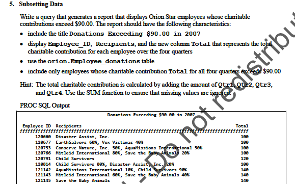 Write a query that generates the report below. The report should do