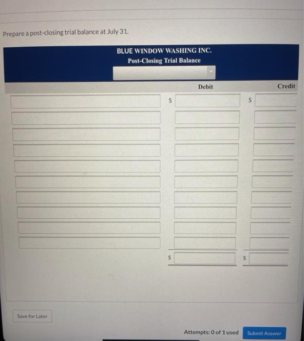 ending balance, the entry should be the balance date and zero for