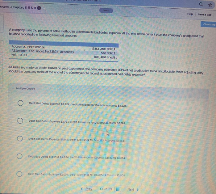  wiew - Chapters 8,9 & 11 Help Save & Check A