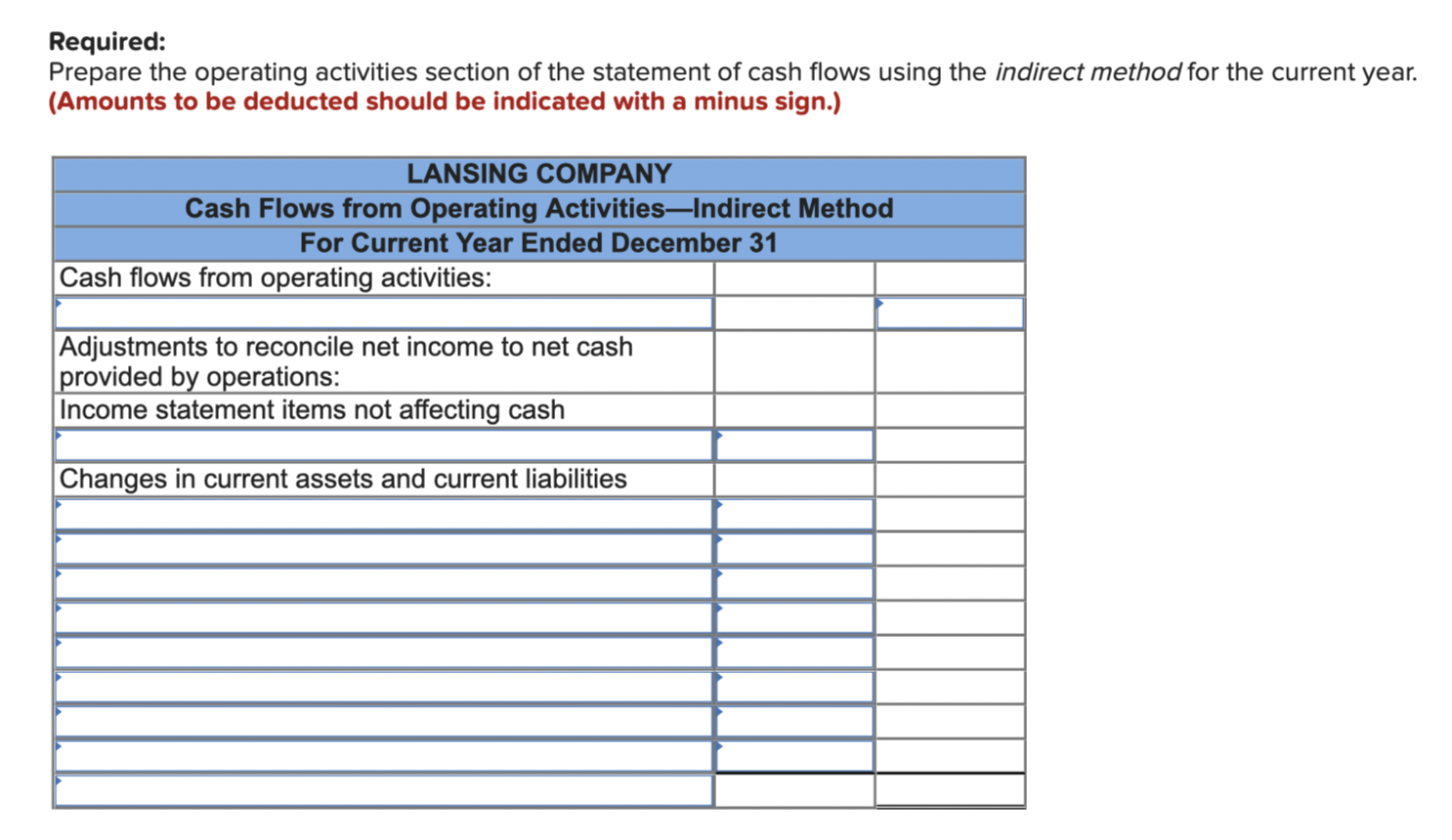 information applies to the questions displayed below.) Lansing Company's current-year income statement
