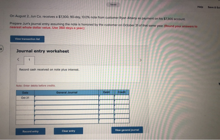  Saved Help Save & Ex On August 2, Jun Co. receives