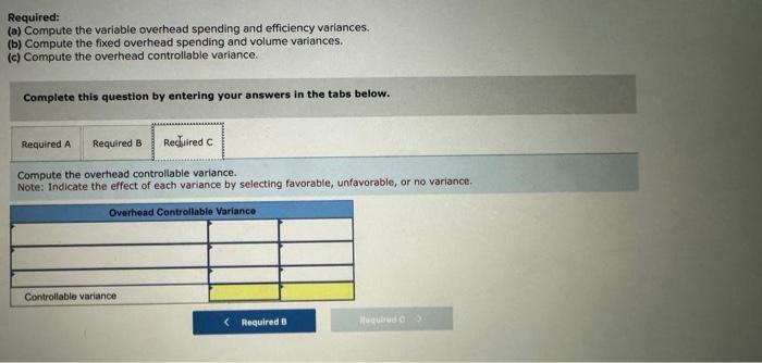 answers in the tabs below. Compute the fixed overhead spending and volume