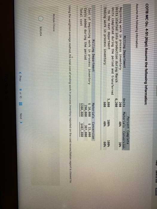  LP Save & E Submit COTB MC Qu. 4-51 (Algo) Assume