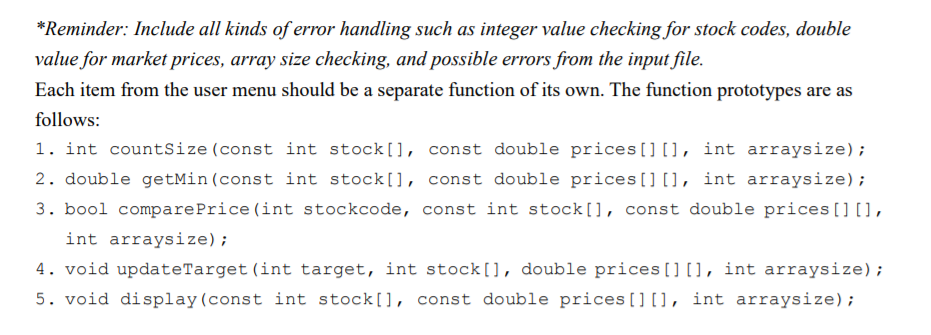 a C++ program that accepts stock data from a text file named