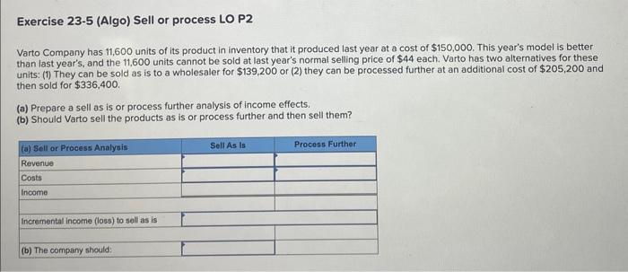  please help! i will give you thumbs up!! Exercise 23-5 (Algo)