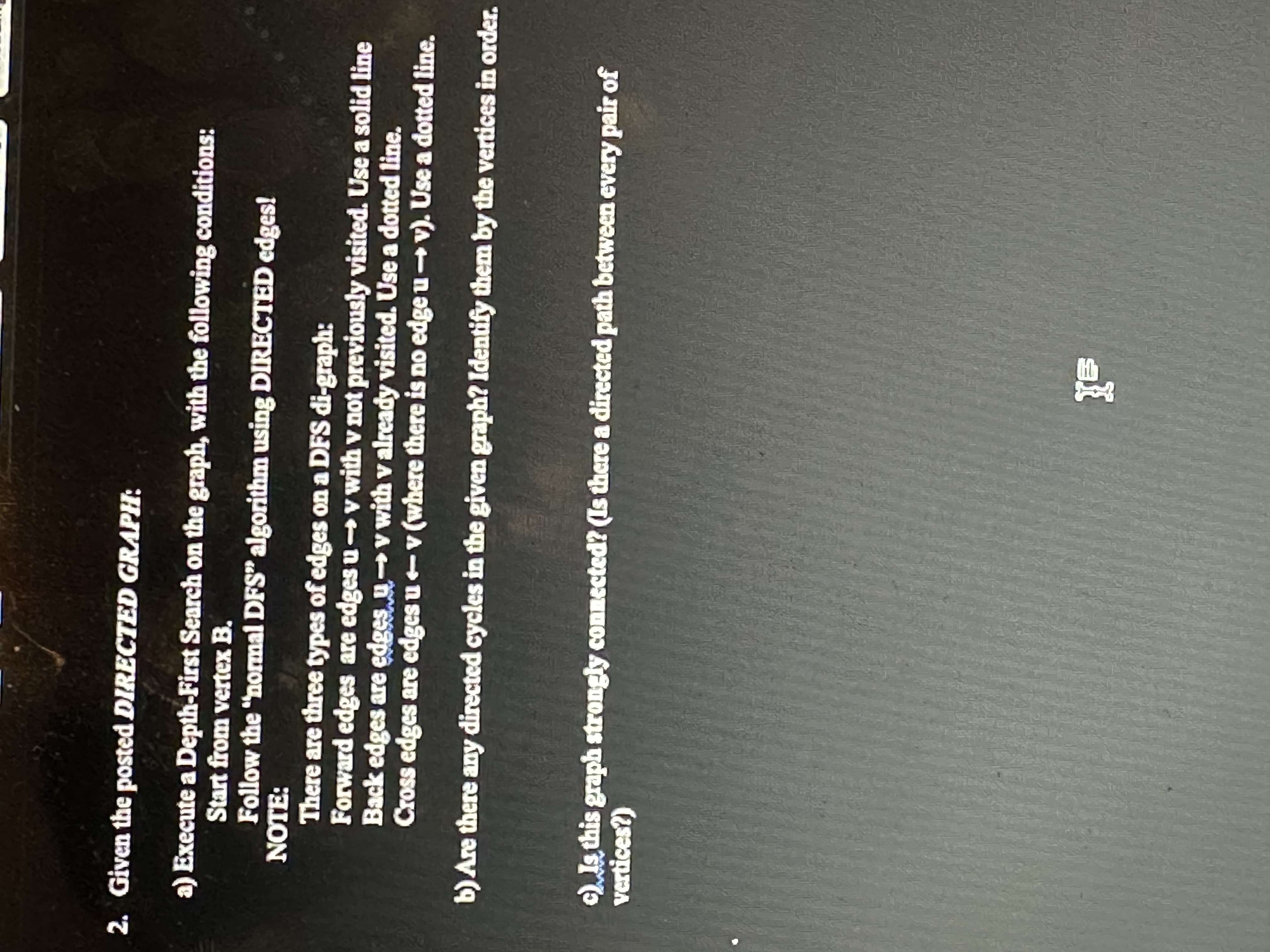  Given the posted DIREC(2D) CIBAPI: a) Ereeute a Depth-Fitst Search on