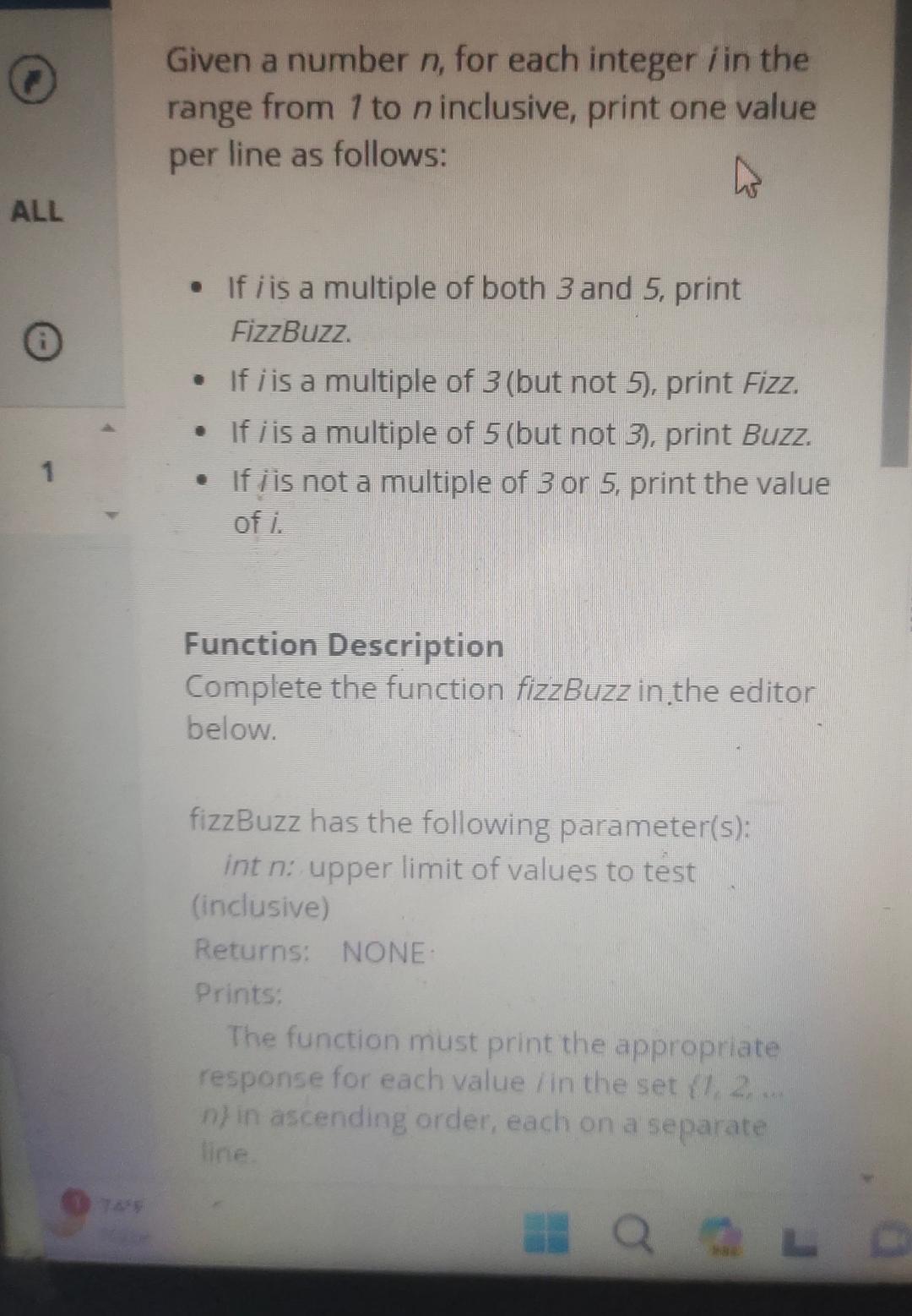  Given a number n, for each integer i in the range