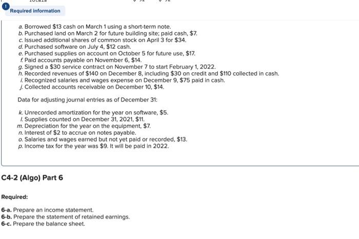 Preparing Financial Statements and Closing Journal Entries (Chapters 2, 3, and 4)