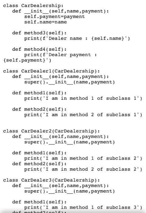  Using onjects from car dealership class. Write the code to used