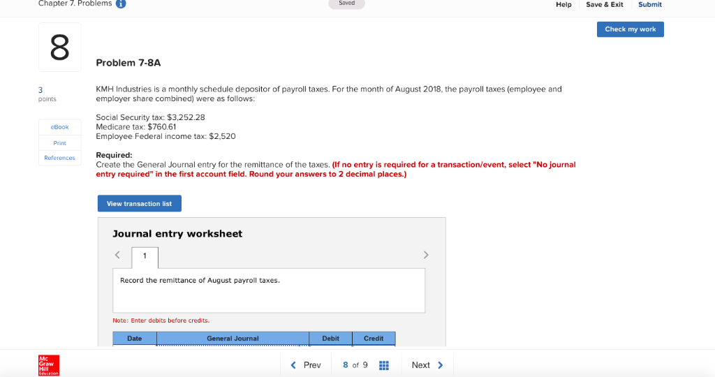  Chapter 7. Problems Saved Help Save & Exit Submit Check my