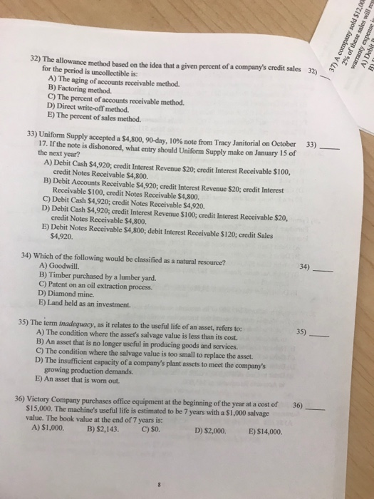  32) The allowance method based on the idea that a given