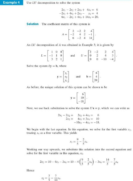 matrix A How to use the LU decomposition to solve the system