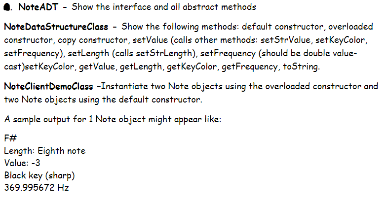  . NoteADT - Show the interface and all abstract methods ass