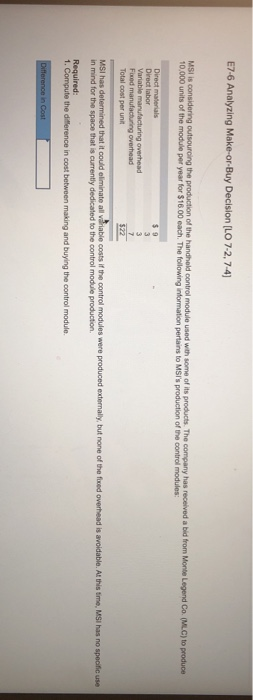 Decision, E7-8 Analyzing Sell-or Process- Further Decision The following information a s