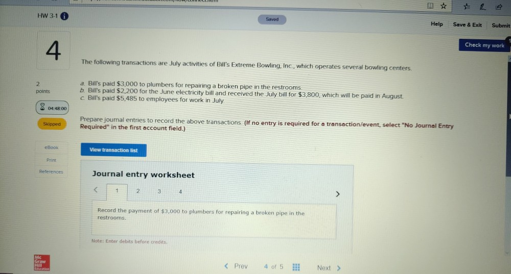 HW 3-1 0 Saved Help Save & Exit Submit Check my