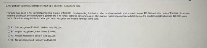  Enter problem statement, appropriate input type, and other instructions hero, Francine