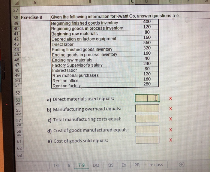  Managerial Accounting for need help and explaination 37 Given the following