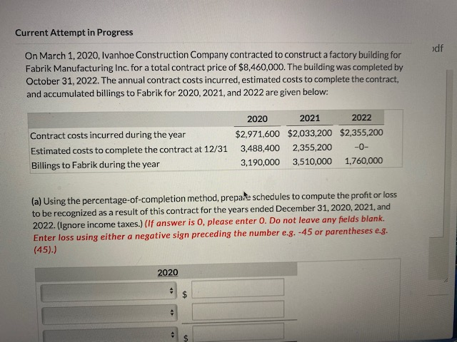 Current Attempt in Progress df On March 1, 2020, Ivanhoe Construction