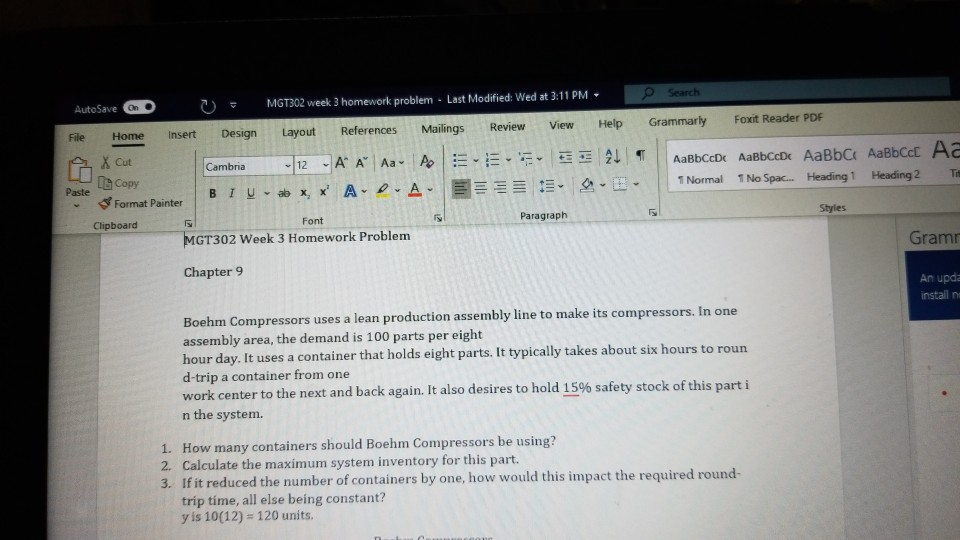  AutoSave OD M GT302 week 3 homework problem - Last Modified: