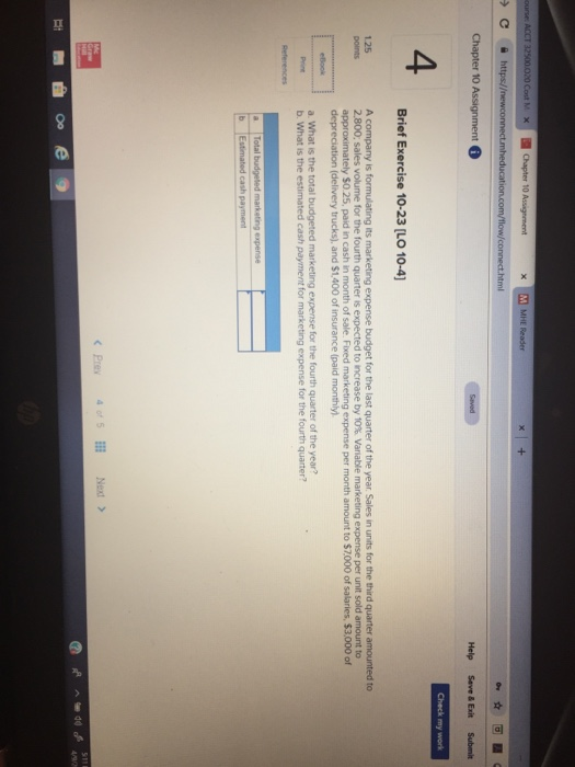  ml Chapter 10 Help Save &ExitSubmit 4 Brief Exercise 10-23 [LO