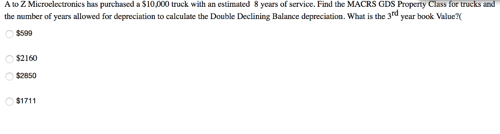 Please Help A to Z Microelectronics has purchased a S10,000 truck with