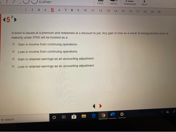  . CALC EXCEL OVERVIEW ELAPSED 3 4 5 HELP 1 2