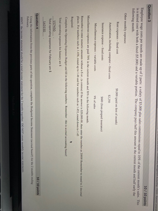 to only prepare the January and February budget. Remember to enter numeric