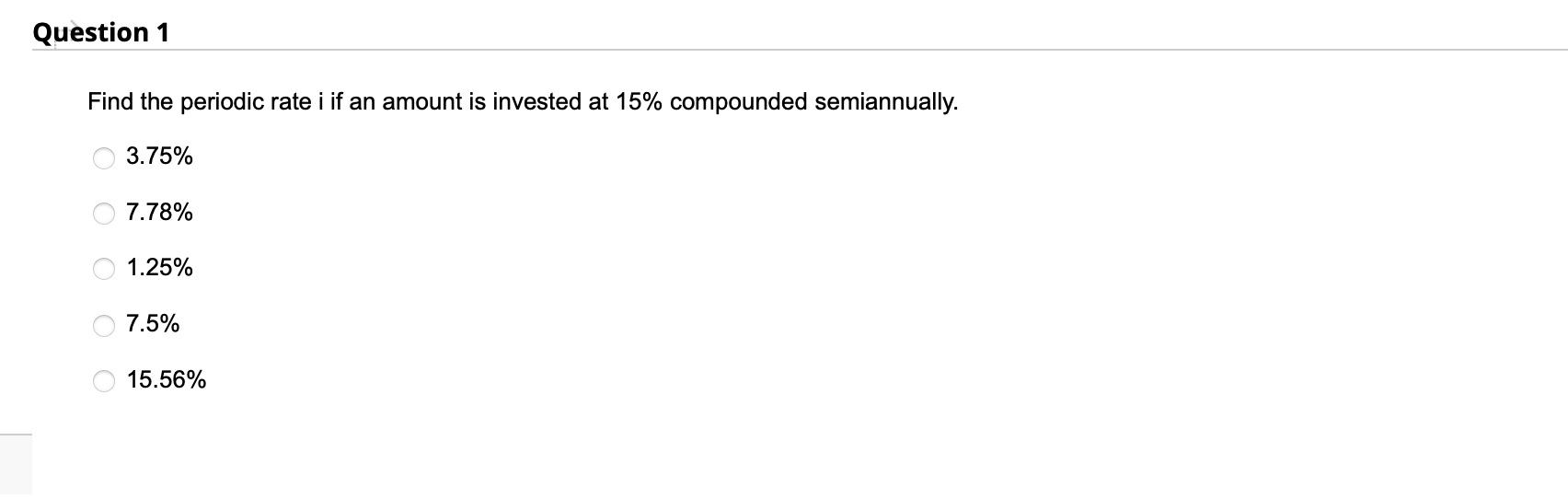 FINAL ANSWER NEEDED ASAP Find the periodic rate i if an amount