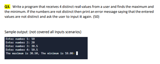  Need the provided code to print a error message for indistinct