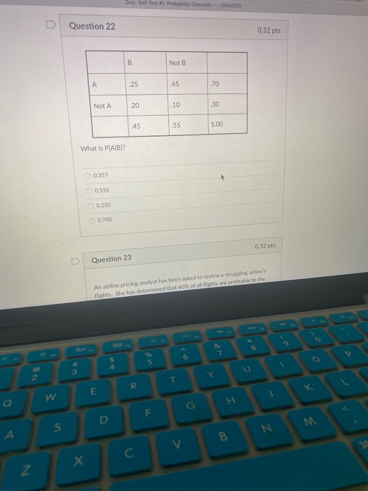  Our Self-Test 1: Probability Concepts -- ORADEON D Question 22 0.32