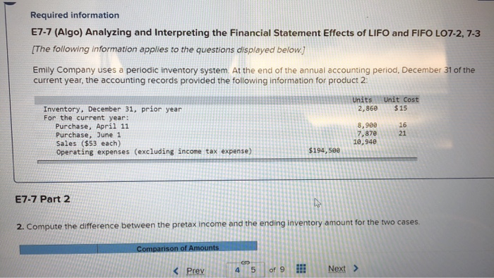  Required information E7-7 (Algo) Analyzing and Interpreting the Financial Statement Effects