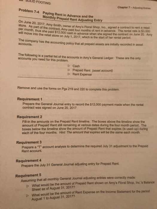  U SULID FOOTING Chapter 7 - Adjusting Entri Problem 7-4 Paying