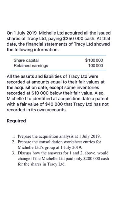 I need help ASAP to this question . On 1 July 2019,