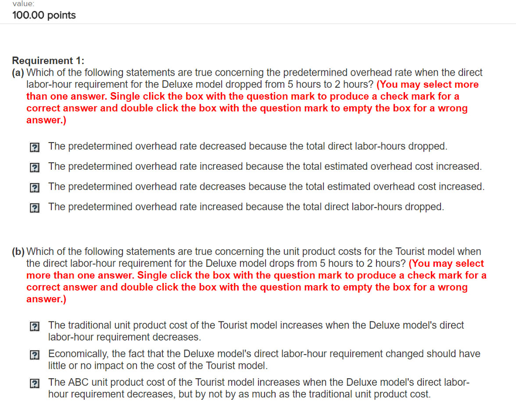 I need help pleasee! value 100.00 points Requirement 1 (a) Which