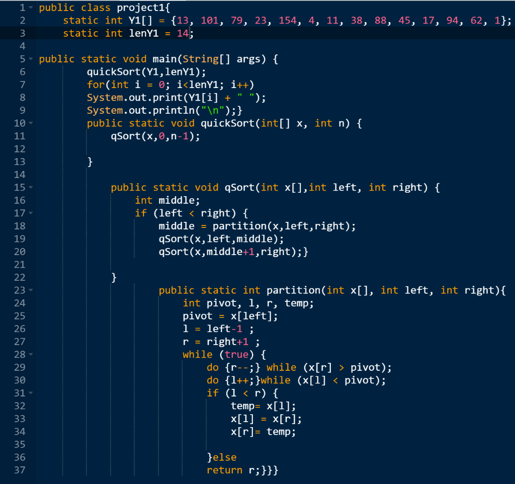 Convert from Java to RISC-V assembly code. 1. public class project1{ 2