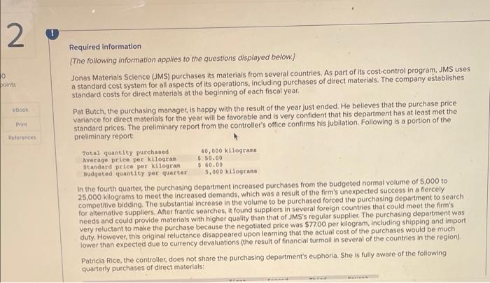  2 0 boints eBook Print References ! Required information (The following