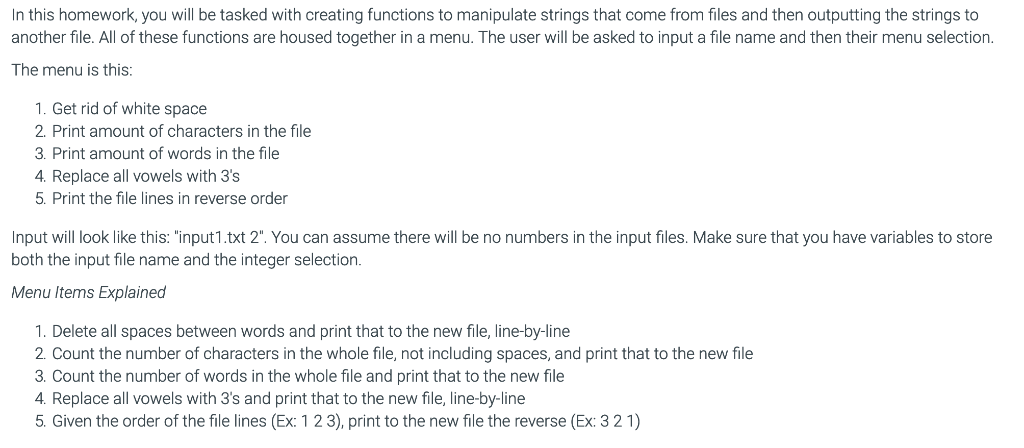 C++ input1.txt input2.txt In this homework, you will be tasked with creating