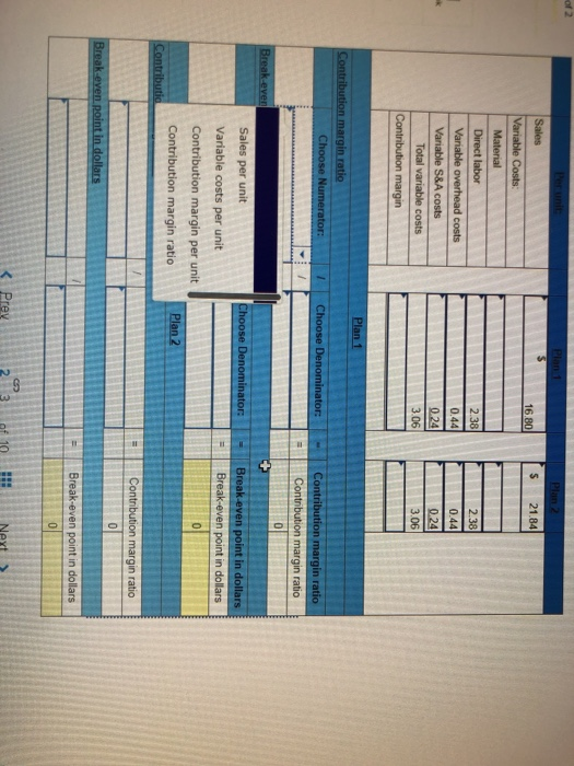 information Problem 21-6A Analysis of price, cost, and volume changes for contribution