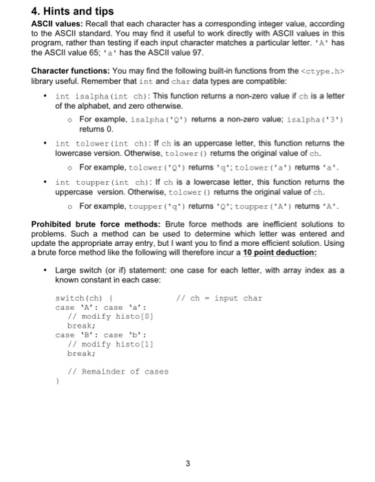 working with arrays. Your program will read lines of text from the