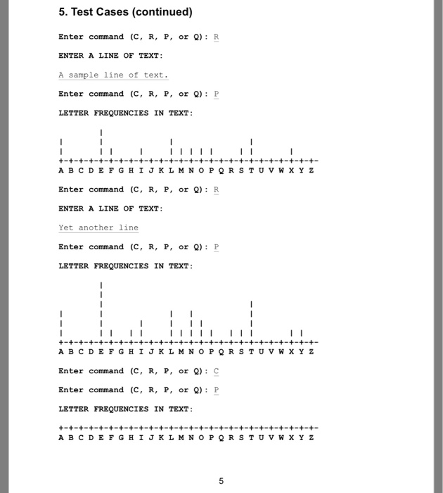 letter occurs in the input text. You will use the contents of