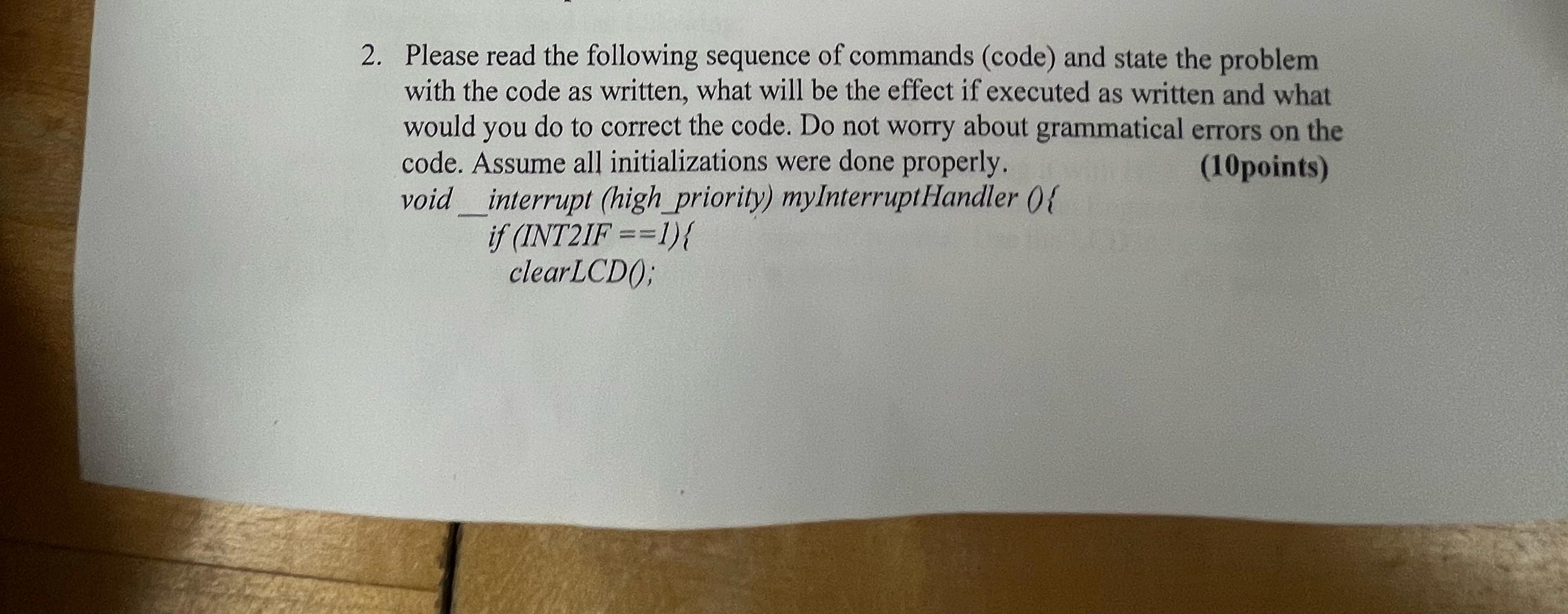  Please read the following sequence of commands (code) and state the