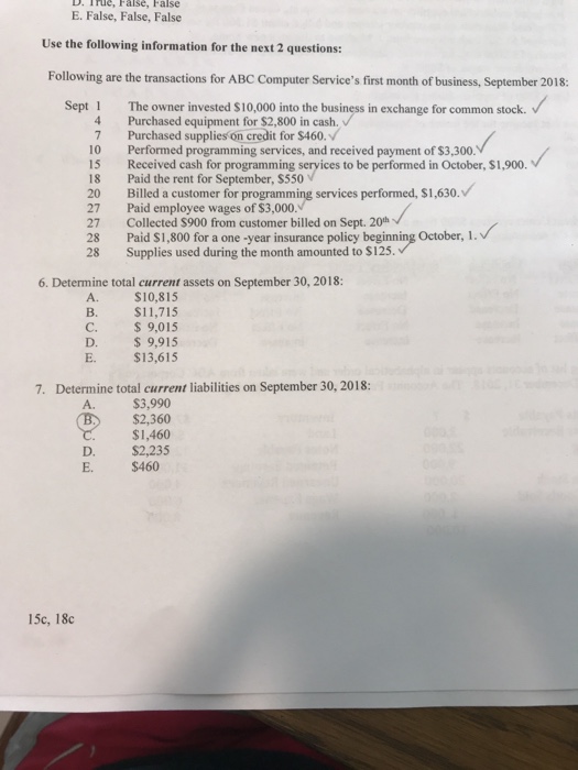  6 and 7 please D. True, False, False E. False, False,
