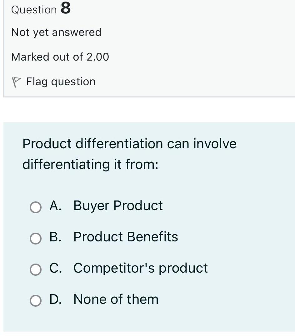 2.00 P Flag question One of the following options is not consider