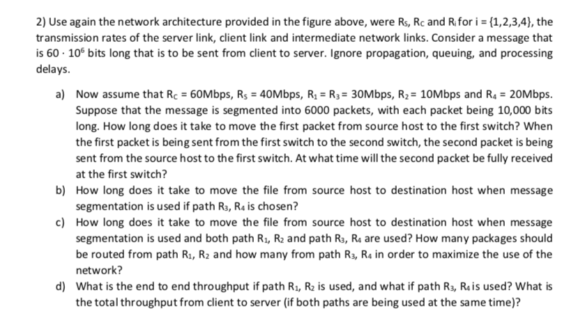 network architecture provided in the figure above, were Rs, Rc and R