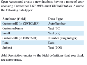  Open the Relationships window and create a relationship from CUSTOMER to