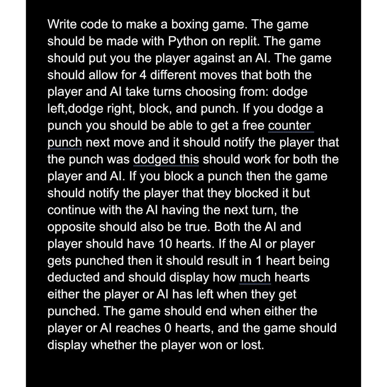  Write code to make a boxing game. The game should be